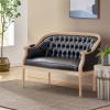 Christopher Knight Home Faye Classical Fabric Tufted Loveseat, Blue / Antique(Midnight + Grey)