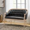 Christopher Knight Home Faye Classical Fabric Tufted Loveseat, Blue / Antique(Midnight + Grey)