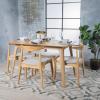Christopher Knight Home Francie Fabric with Oak Wood Dining Set, Light Grey / Oak