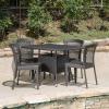 Christopher Knight Home Henry Outdoor 5 Piece Wicker Dining Set, Grey