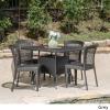 Christopher Knight Home Henry Outdoor 5 Piece Wicker Dining Set, Grey