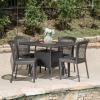 Christopher Knight Home Henry Outdoor 5 Piece Wicker Dining Set, Grey