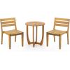 Christopher Knight Home Jayme Outdoor 2 Seater Bistro Set, Acacia Wood Dining Chairs and Table, Slats Panel Design Round Table, Wooden Frame, 3 Pieces Dining Set for Balcony Backyard Garden, Teak
