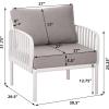 Christopher Knight Home Landon 5 Pieces Patio Conversation Set, 3 Seater Sofa with Coffee Table, Couch and Club Chair, Thick Cushion Armchair, Outdoor Conversation Set for Gathering, White+Light Gray(White+light Gray)
