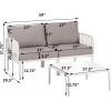 Christopher Knight Home Landon 5 Pieces Patio Conversation Set, 3 Seater Sofa with Coffee Table, Couch and Club Chair, Thick Cushion Armchair, Outdoor Conversation Set for Gathering, White+Light Gray(White+light Gray)