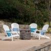 Christopher Knight Home Maison Outdoor 5 Piece Acacia Wood/Light Weight Concrete Adirondack Chair Set with Fire Pit, 30.25 “W x 35.75 “D x 34.25 “H, White + Gray