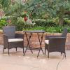 Christopher Knight Home Malaga Outdoor Wicker Bistro Set with Water Resistant Cushions, 3-Pcs Set, Multibrown / Beige