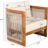 Christopher Knight Home Malphite 3 Pieces Conversation Set, Acacia Wood Chat Set, Round Coffee Table and Woven Rope Accent Chairs, Slat Design Patio Furniture Set for Backyard Garden, Beige + Teak(Beige + Teak)