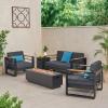 Christopher Knight Home Ostrander Outdoor Conversation Sets, Black + Natural + Dark Gray