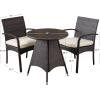 Christopher Knight Home Peterson Outdoor Wicker Bistro Set with Cushions, 3-Pcs Set, Multibrown