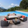 Christopher Knight Home Santa Rosa Outdoor Wicker 4-Seater Chat Set with Aluminum Frame and Water Resistant Cushions, Multibrown / Beige