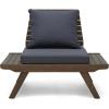 Christopher Knight Home Sedona Outdoor Acacia Wood 6 Seater Chair Loveseat Cushions Chat Patio Furniture Conversation Sets with Coffee Table, 37 “W x 28.25 “D x 29.5 “H, Gray + Dark Gray