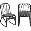 Christopher Knight Home Set of 2 Busby Patio PE Wicker Dining Chairs, Outdoor Woven Rattan Accent Chair with Iron Frame+Cushion, Fully Assembled Lounge Chair Outdoor for Garden/Balcony, Black+Grey(Black+grey)