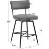 Christopher Knight Home Set of 2 Retro 360-Degree Swivel Counter Stools with Iron Frame and Faux Leather Cushion, Bowknot-Shaped Footrest, Barstool for Kitchen, Bedroom, Dining Room, Grey and Black