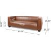 Goyette 3 Seater Sofa – Faux Leather – Cognac Brown/Dark Walnut(Cognac Brown + Dark Walnut)