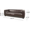 Goyette 3 Seater Sofa – Faux Leather – Cognac Brown/Dark Walnut(Dark Brown + Dark Walnut)
