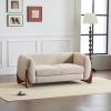 Christopher Knight Home Alma 63″ Boucle Loveseat with Wood Legs, 2 Seater Sofa Couches for Living Room, Upholstered Couch Chair, Soft Seating Lounge Sofa Chair, Cozy Loveseat with Armrest, Navy Blue(Almond)