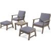 Christopher Knight Home Benny Outdoor 2 Seater Chat Set with Ottomans, Gray Finish, Dark Gray