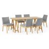Christopher Knight Home Benson Mid-Century Modern 7 Piece Dining Set, Light Beige and Walnut(Natural Oak + Dark Gray)