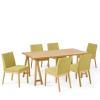 Christopher Knight Home Benson Mid-Century Modern 7 Piece Dining Set, Light Beige and Walnut(Natural Oak + Green Tea)