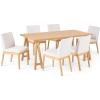 Christopher Knight Home Benson Mid-Century Modern 7 Piece Dining Set, Light Beige and Walnut(Natural Oak + Light Beige)