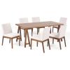 Christopher Knight Home Benson Mid-Century Modern 7 Piece Dining Set, Light Beige and Walnut(Walnut + Light Beige)