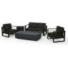 Christopher Knight Home Cheney Bay Outdoor Aluminum 4 Seater Chat Set with Fire Pit, Black, Gray, and Dark Gray(Black + Gray + Dark Gray)