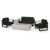 Christopher Knight Home Cheney Bay Outdoor Aluminum 4 Seater Chat Set with Fire Pit, Black, Gray, and Dark Gray(Black + Gray + Light Gray)
