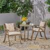 Christopher Knight Home Coronad Outdoor 2-Seater Acacia Wood Bistro Set, Gray and Crème