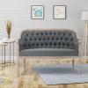 Christopher Knight Home Faye Classical Fabric Tufted Loveseat, Blue / Antique(Dark Gray + Antique)