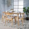 Christopher Knight Home Francie Fabric with Oak Wood Dining Set, Light Grey / Oak