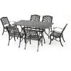 Christopher Knight Home Hallandale Outdoor Sarasota Cast Aluminum Rectangular Dining Set, 7-Pcs Set, Hammered Bronze