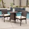 Christopher Knight Home Peterson Outdoor Wicker Bistro Set with Cushions, 3-Pcs Set, Multibrown