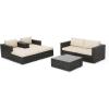 Christopher Knight Home Santa Rosa Outdoor Wicker 4-Seater Chat Set with Aluminum Frame and Water Resistant Cushions, Multibrown / Beige