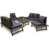 Christopher Knight Home Sedona Outdoor Acacia Wood 6 Seater Chair Loveseat Cushions Chat Patio Furniture Conversation Sets with Coffee Table, 37 “W x 28.25 “D x 29.5 “H, Gray + Dark Gray