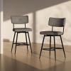 Christopher Knight Home Set of 2 Retro 360-Degree Swivel Counter Stools with Iron Frame and Faux Leather Cushion, Bowknot-Shaped Footrest, Barstool for Kitchen, Bedroom, Dining Room, Grey and Black