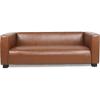 Goyette 3 Seater Sofa – Faux Leather – Cognac Brown/Dark Walnut(Cognac Brown + Dark Walnut)