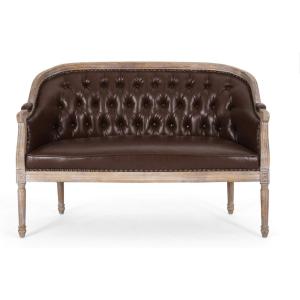 Christopher Knight Home Faye Classical Fabric Tufted Loveseat, Blue / Antique(Dark Brown + Antique)