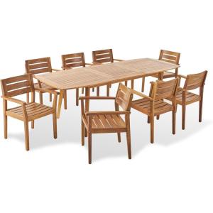 Christopher Knight Home Stamford Outdoor Acacia Wood Expandable 8 Seater Dining Set, Teak