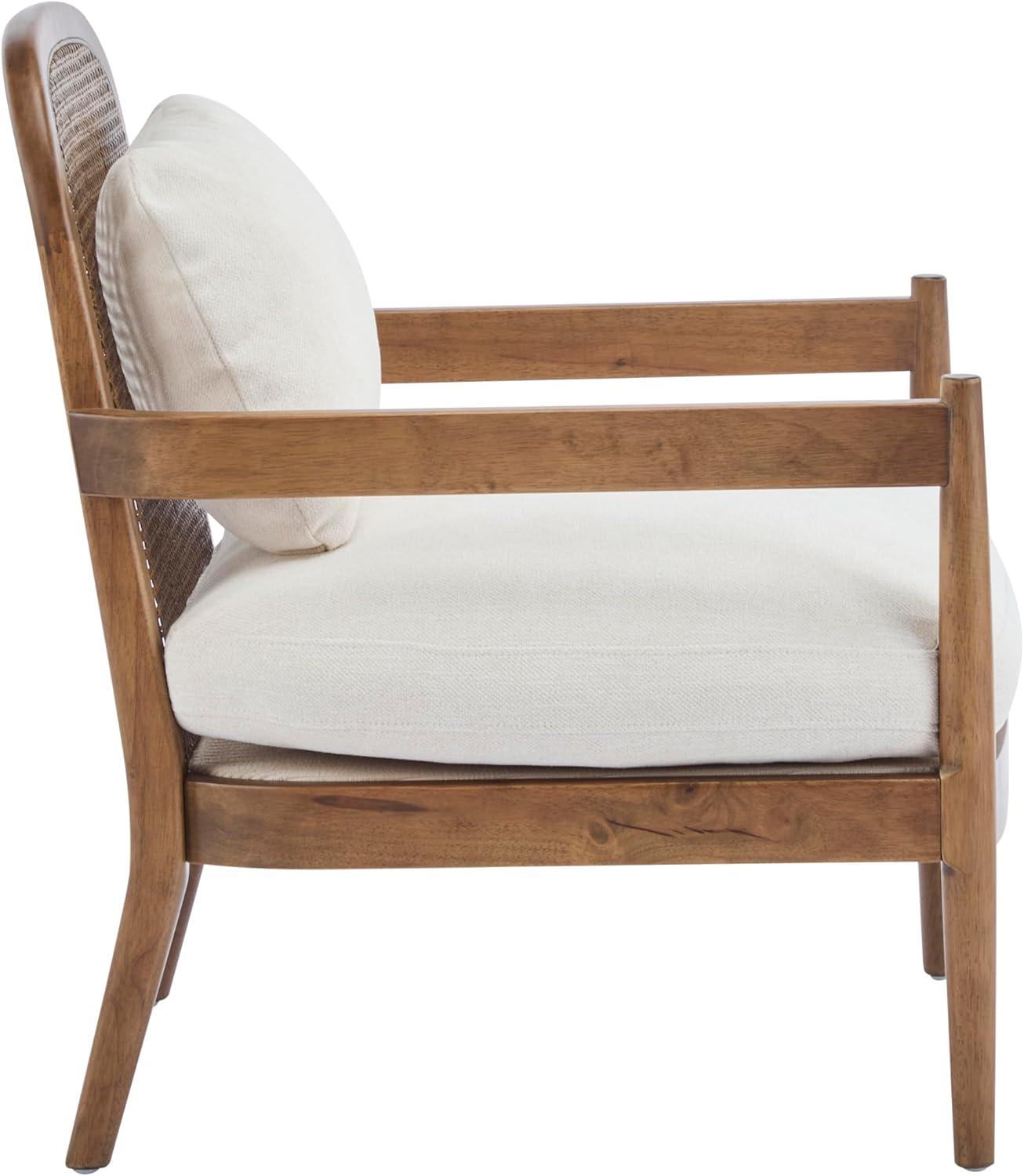 image:imageChristopher Knight Home Nadine Modern Club Chair Set of 2 with Cushion Wooden Living Room Accent Chair with Rattan Open Back Bedroom Comfy Reading Chair BeigeLight BrownBeigelight Brown