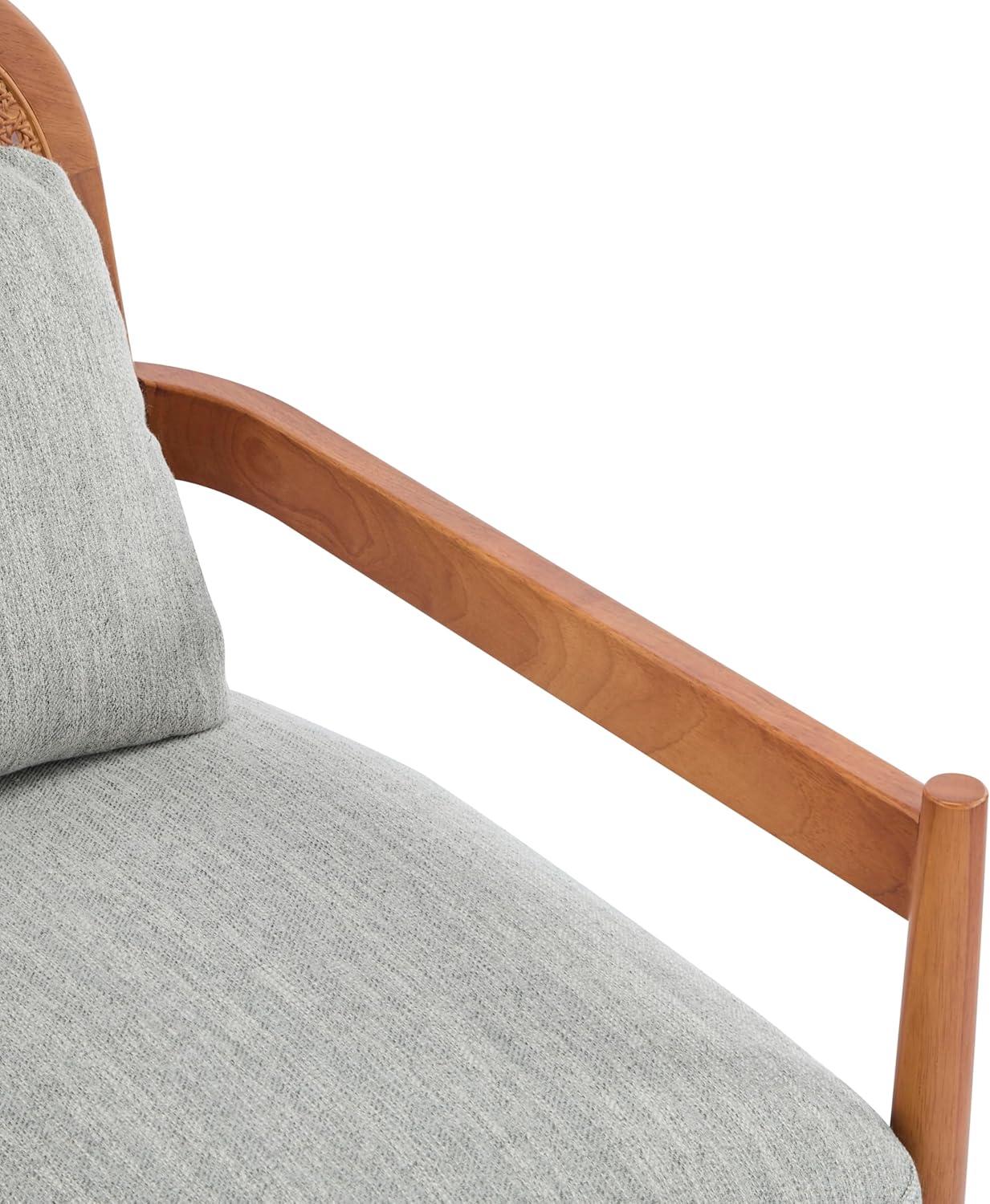 image:imageChristopher Knight Home Nadine Modern Club Chair Set of 2 with Cushion Wooden Living Room Accent Chair with Rattan Open Back Bedroom Comfy Reading Chair BeigeLight BrownGrayteak