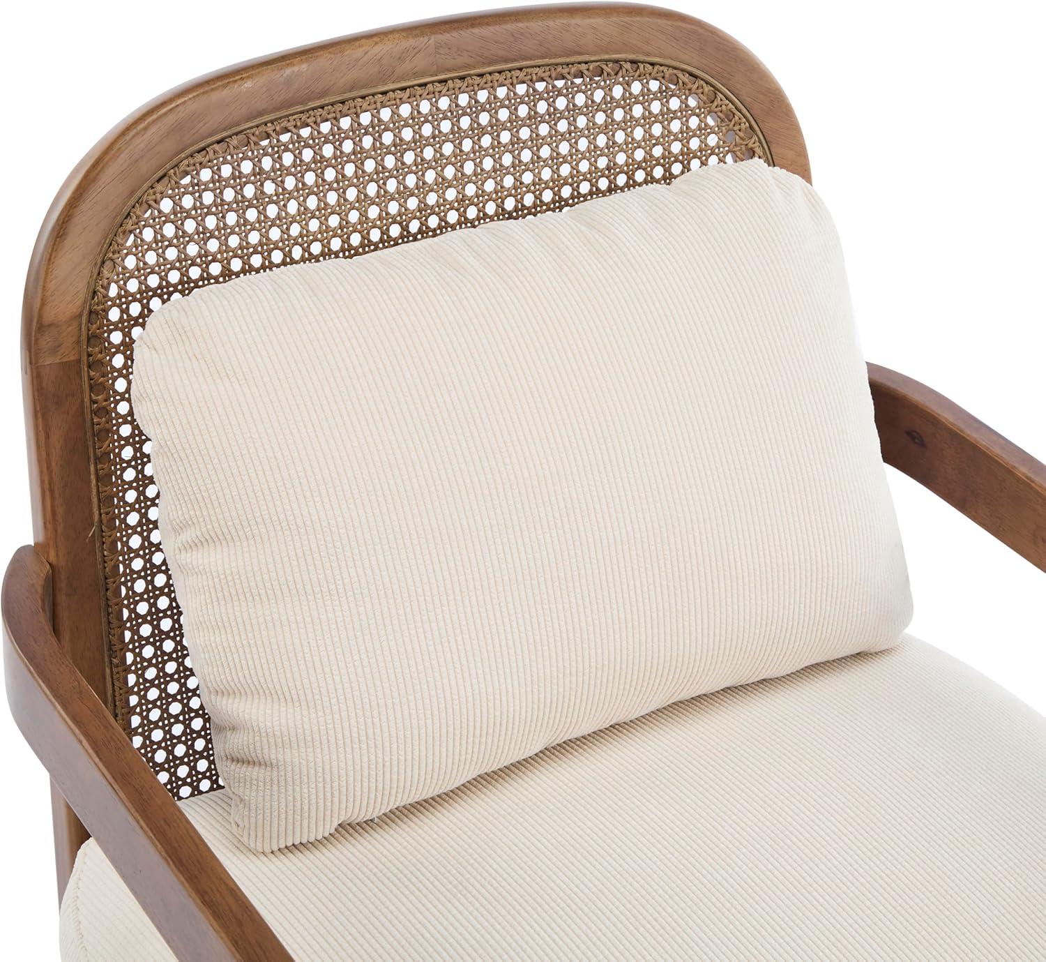 image:imageChristopher Knight Home Nadine Modern Club Chair Set of 2 with Cushion Wooden Living Room Accent Chair with Rattan Open Back Bedroom Comfy Reading Chair BeigeLight BrownBeige Stripe