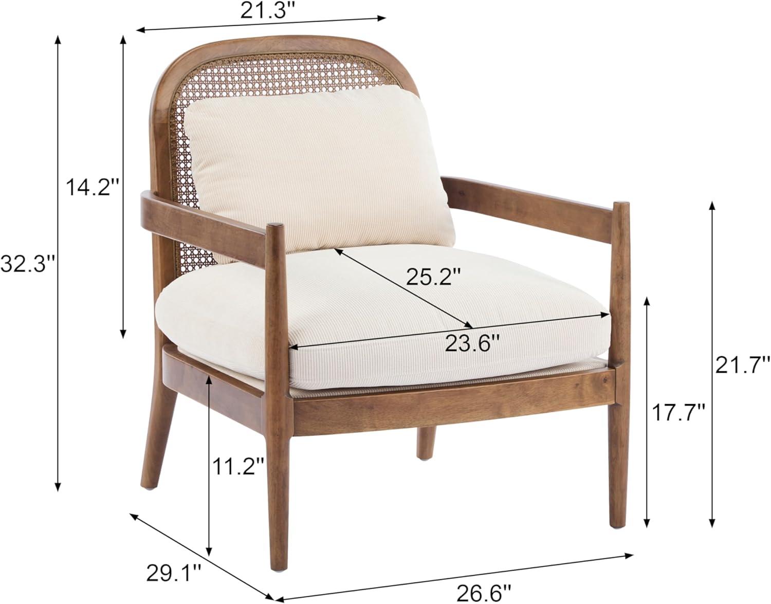 image:imageChristopher Knight Home Nadine Modern Club Chair Set of 2 with Cushion Wooden Living Room Accent Chair with Rattan Open Back Bedroom Comfy Reading Chair BeigeLight BrownBeige Stripe
