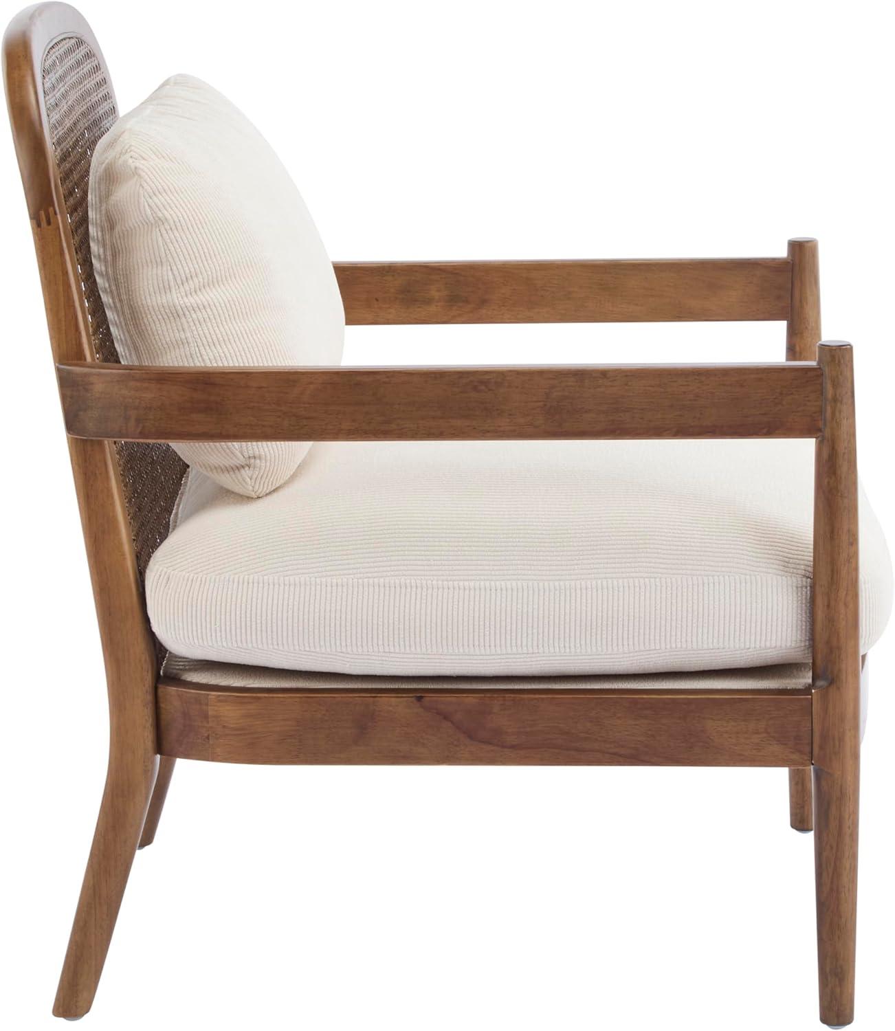 image:imageChristopher Knight Home Nadine Modern Club Chair Set of 2 with Cushion Wooden Living Room Accent Chair with Rattan Open Back Bedroom Comfy Reading Chair BeigeLight BrownBeige Stripe
