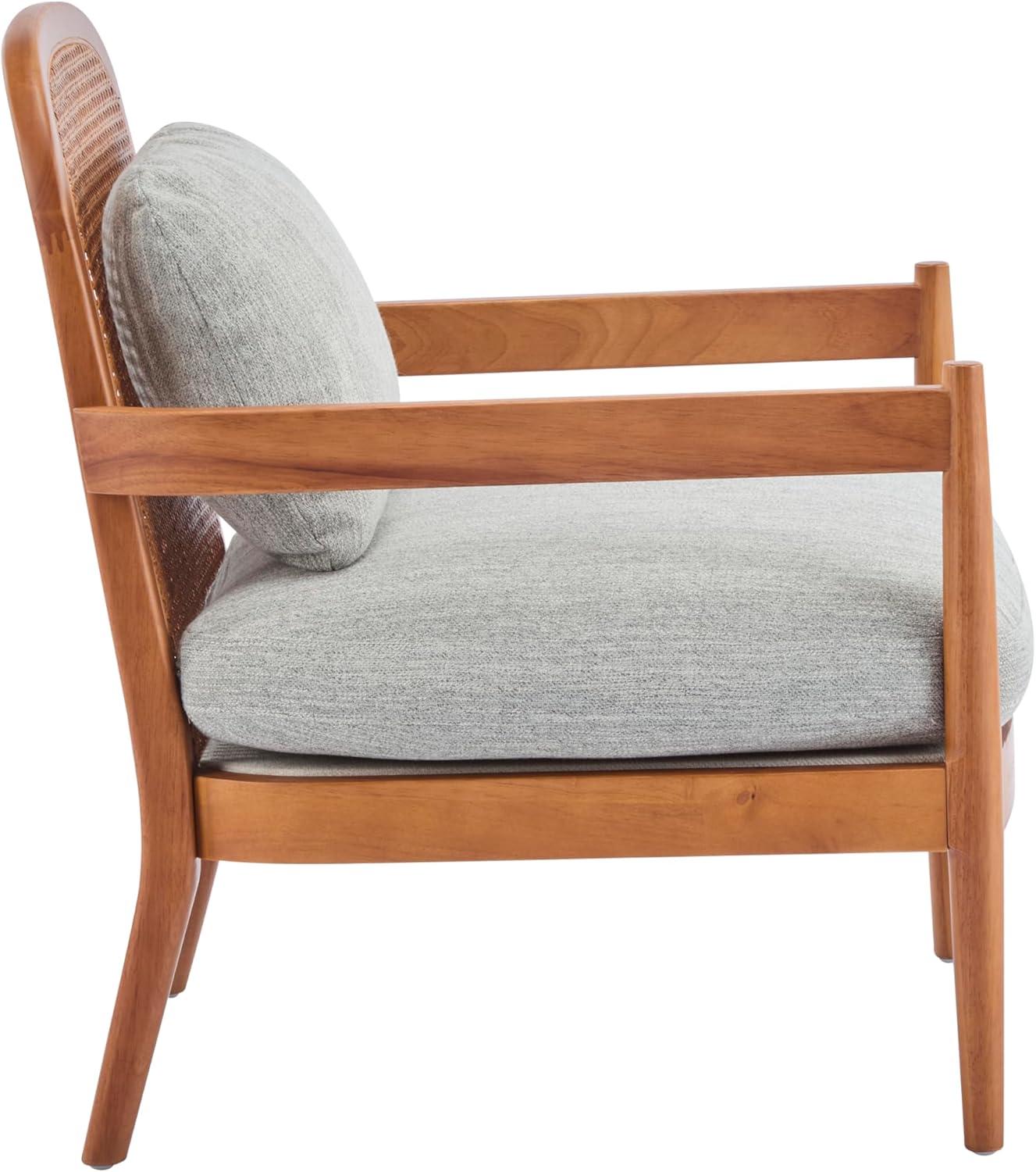image:imageChristopher Knight Home Nadine Modern Club Chair Set of 2 with Cushion Wooden Living Room Accent Chair with Rattan Open Back Bedroom Comfy Reading Chair BeigeLight BrownGrayteak