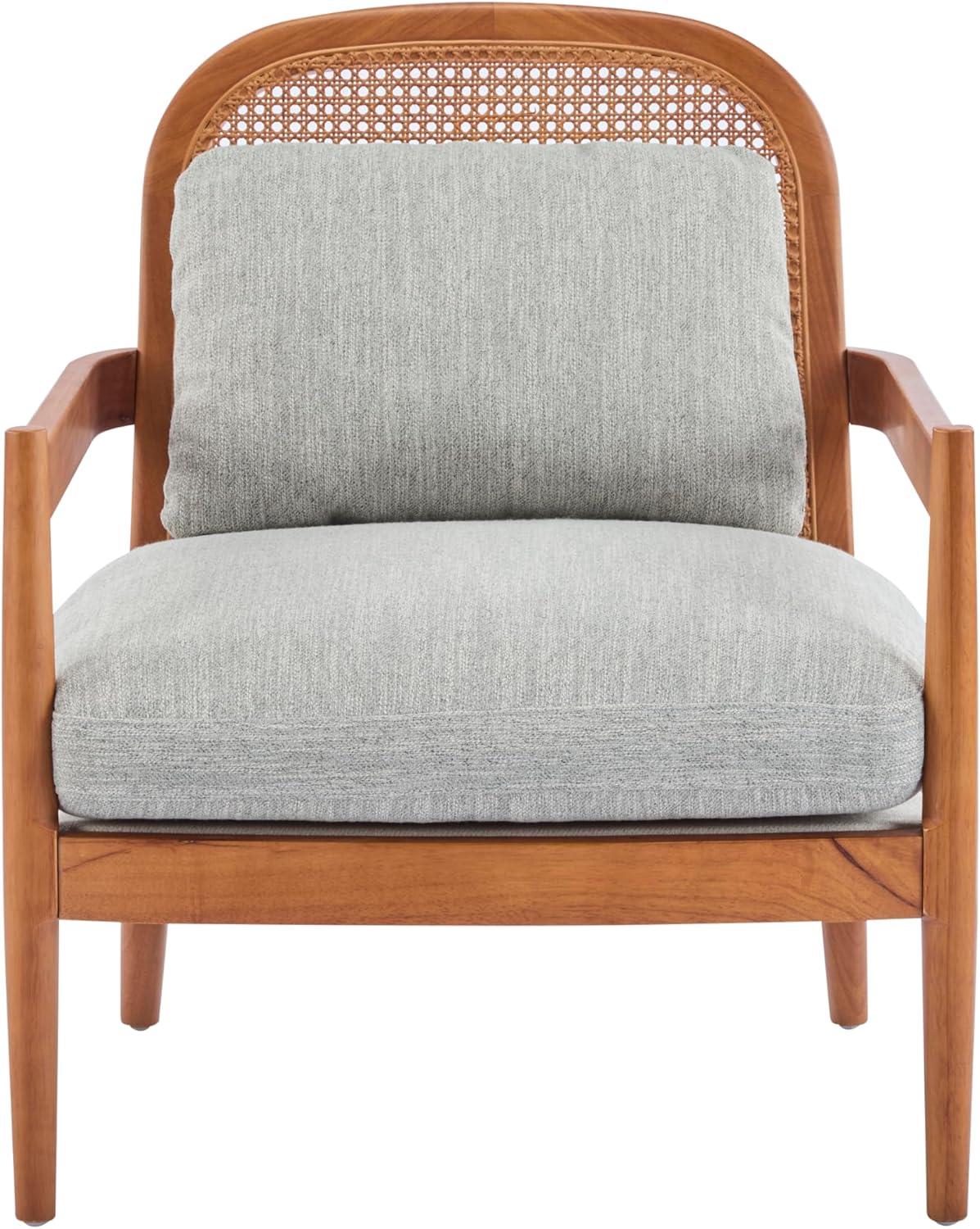 image:imageChristopher Knight Home Nadine Modern Club Chair Set of 2 with Cushion Wooden Living Room Accent Chair with Rattan Open Back Bedroom Comfy Reading Chair BeigeLight BrownGrayteak