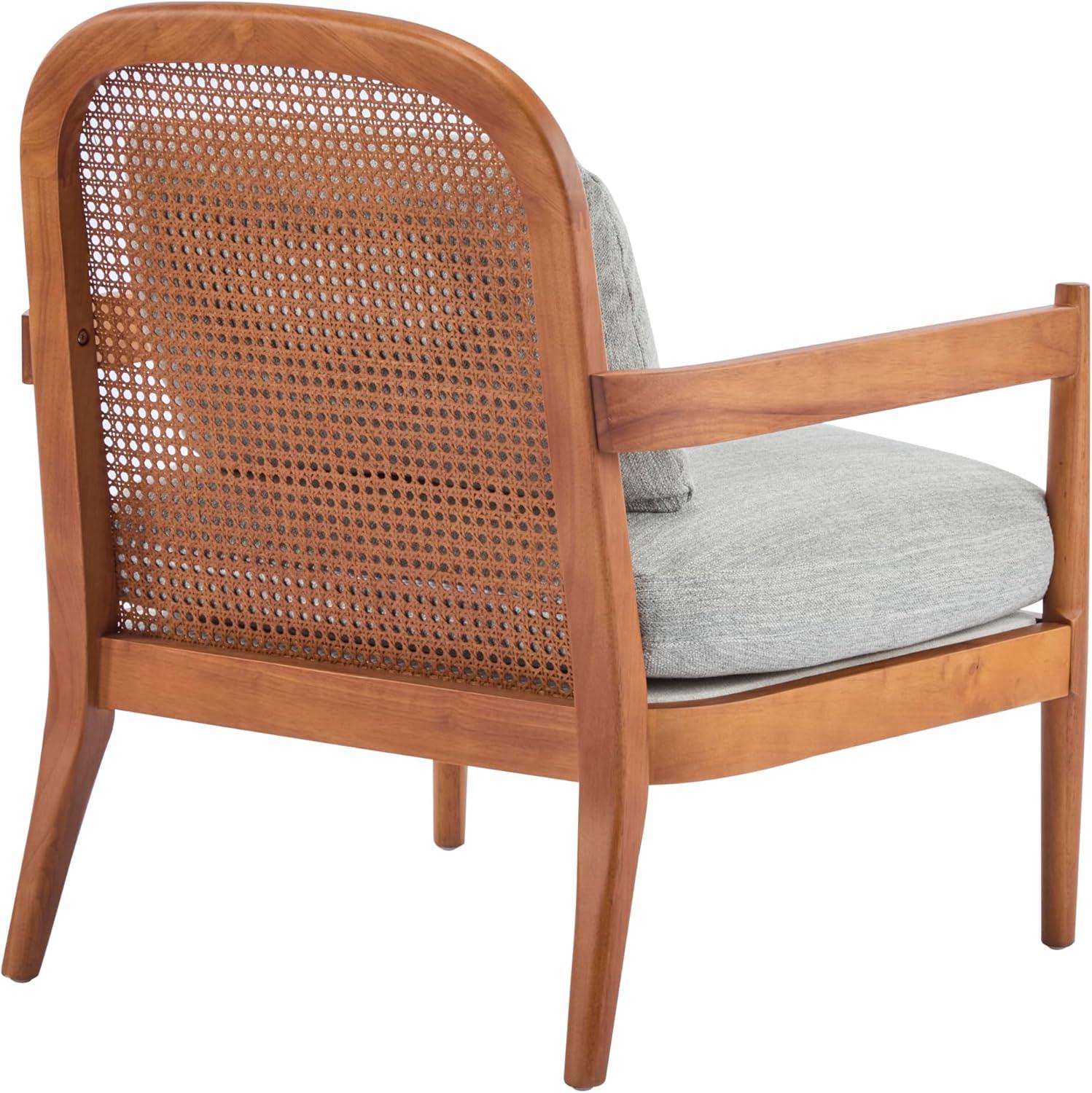 image:imageChristopher Knight Home Nadine Modern Club Chair Set of 2 with Cushion Wooden Living Room Accent Chair with Rattan Open Back Bedroom Comfy Reading Chair BeigeLight BrownGrayteak