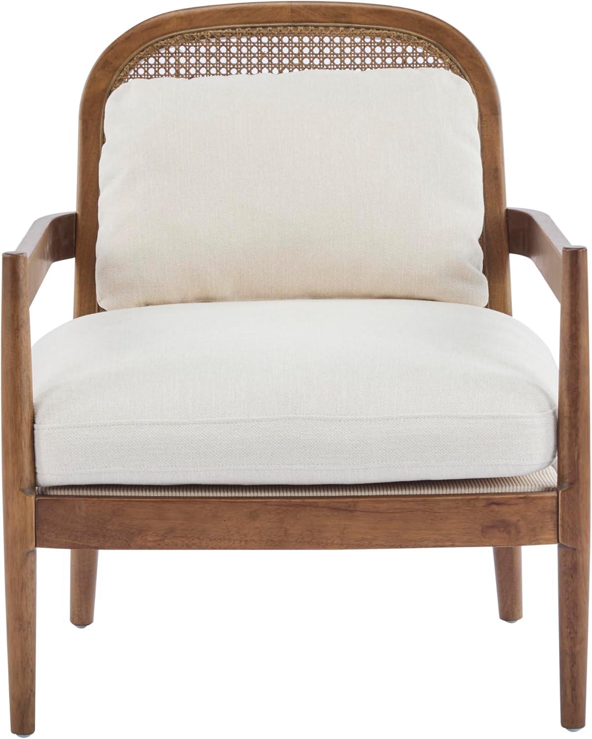 image:imageChristopher Knight Home Nadine Modern Club Chair Set of 2 with Cushion Wooden Living Room Accent Chair with Rattan Open Back Bedroom Comfy Reading Chair BeigeLight BrownBeigelight Brown