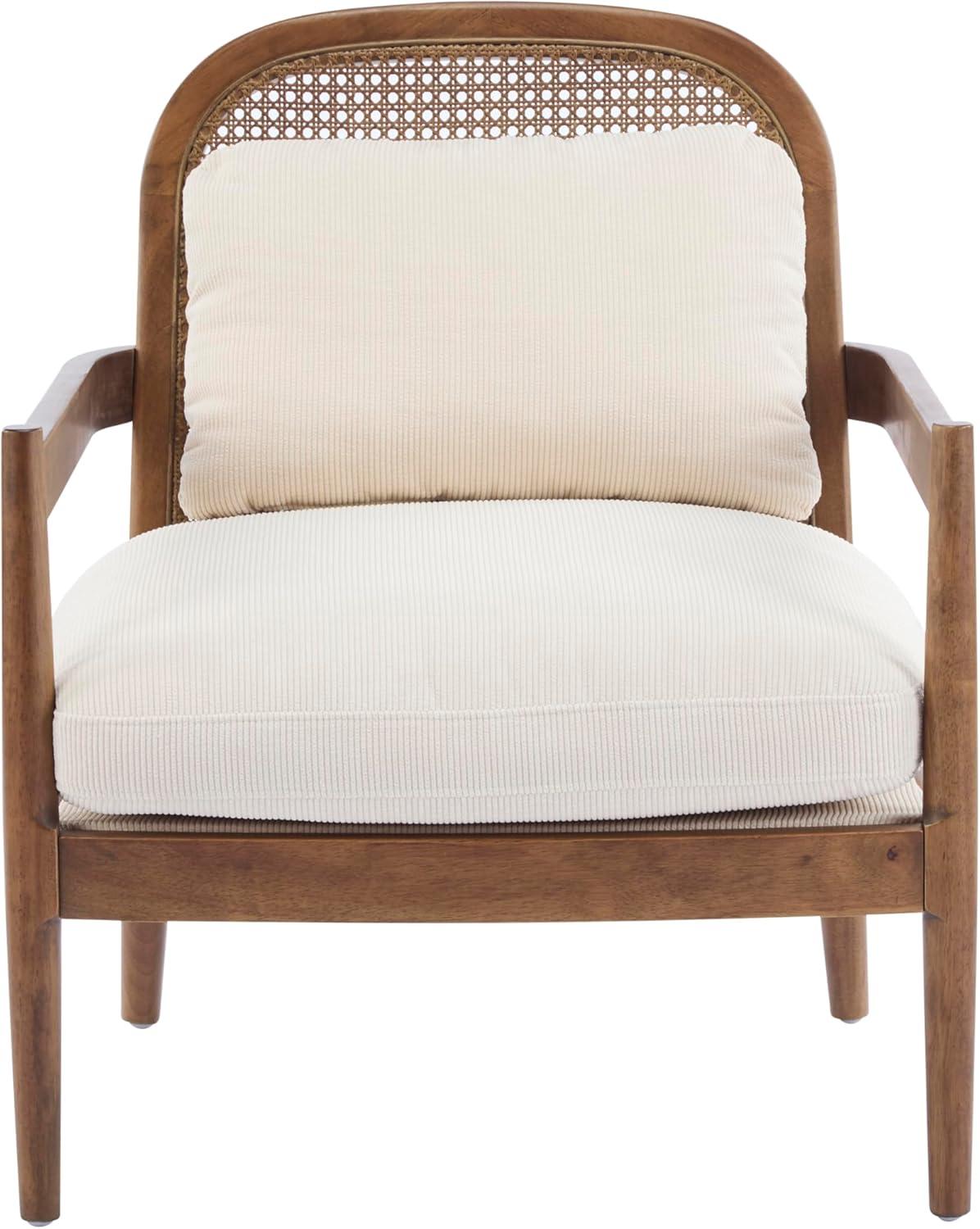 image:imageChristopher Knight Home Nadine Modern Club Chair Set of 2 with Cushion Wooden Living Room Accent Chair with Rattan Open Back Bedroom Comfy Reading Chair BeigeLight BrownBeige Stripe