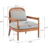 Christopher Knight Home Nadine Modern Club Chair Set of 2 with Cushion, Wooden Living Room Accent Chair with Rattan Open Back, Bedroom Comfy Reading Chair, Beige+Light Brown(Gray+teak)